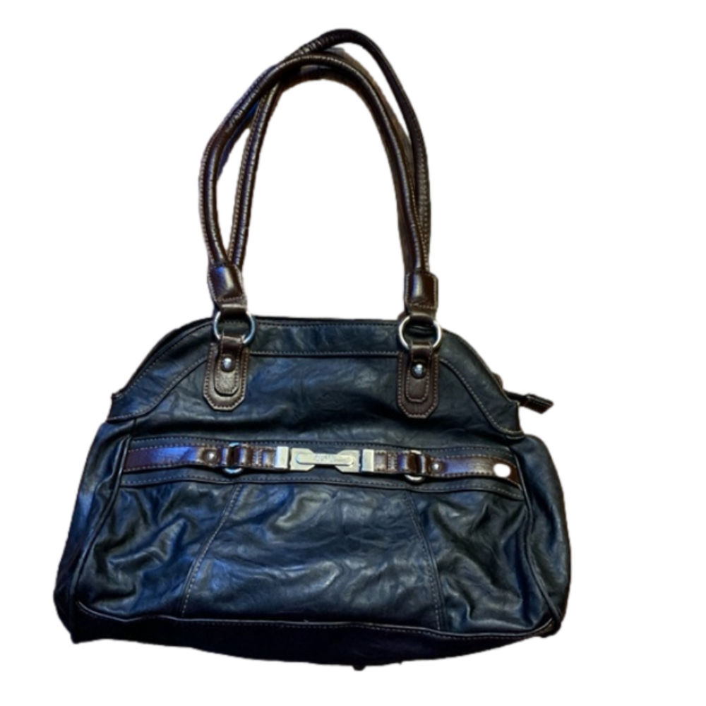 Great soft black/brown purse with zipper box 30